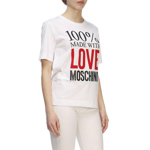 LOVE MOSCHINO 莫斯奇诺 女士短袖T恤 白色 W4F1 51IM 3517 A00 商品图1