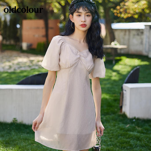 oldcolour夏季新品气质公主风V领连衣裙BO21101022B 商品图1