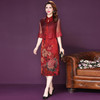 仿香云纱两件套2022春新款修身显瘦红色印花喜庆连衣裙 商品缩略图2