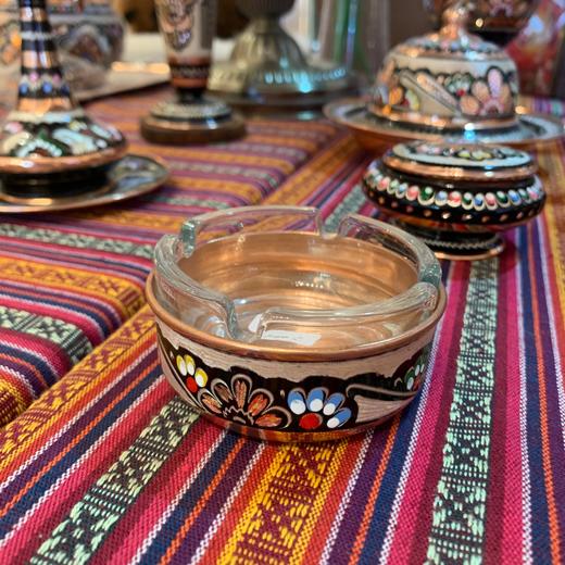 320631手工紫铜雕花珐琅彩烟灰缸4cm*7cm 商品图3