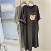 黛唯梵短袖t恤裙女夏季宽松大码中长款过膝开叉长裙懒人连衣裙纯棉裙子 商品缩略图9