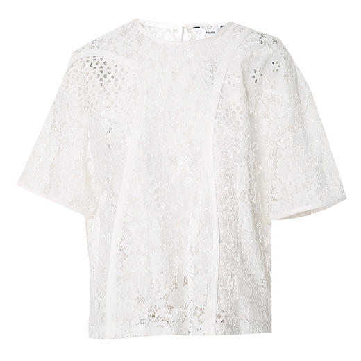 VIMAGE/纬漫纪夏季新款100%棉洋气精致蕾丝钩花镂空T恤上衣V1702303 商品图6