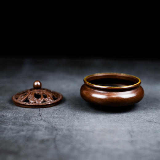 花盖纯铜盘香炉 商品图5