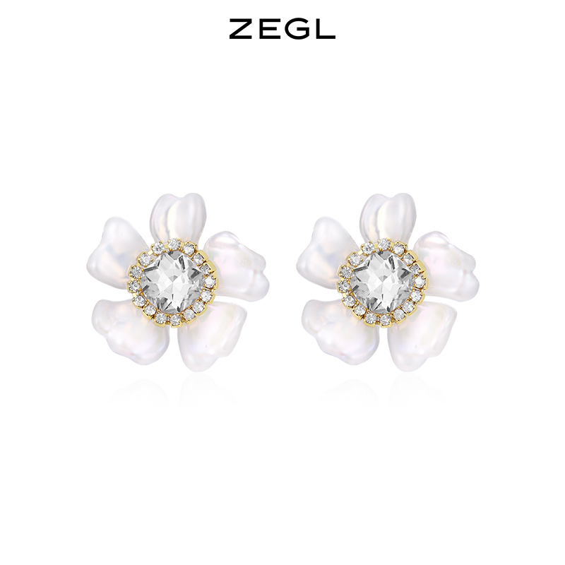 ZEGL花朵耳环女小众设计感高级耳钉2023年新款潮甜酷紫色夏天耳饰