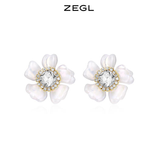 ZEGL花朵耳环女小众设计感高级耳钉2023年新款潮甜酷紫色夏天耳饰 商品图0