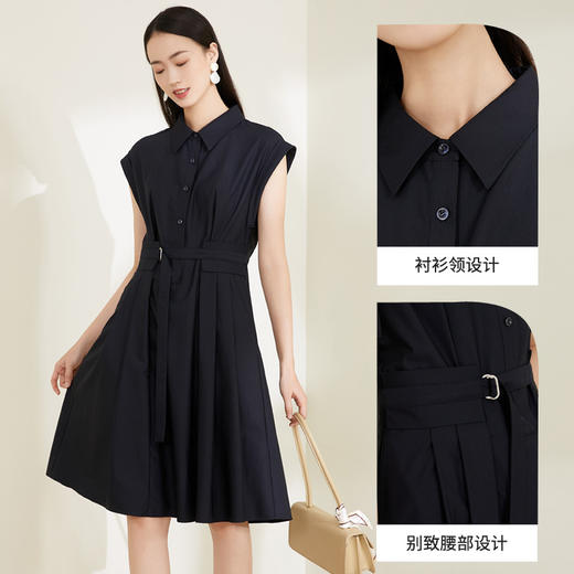 玳莎无袖衬衫裙2022新款夏季通勤工装风收腰显瘦小众设计感连衣裙 CB35001 商品图1
