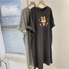 黛唯梵短袖t恤裙女夏季宽松大码中长款过膝开叉长裙懒人连衣裙纯棉裙子 商品缩略图3