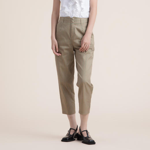 谜底九分裤女2022夏季新款复古简约帅气萝卜裤222MK0706 商品图0