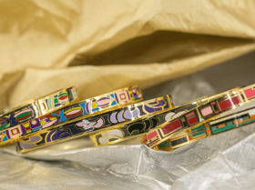 钛钢珐琅开口手镯-细款