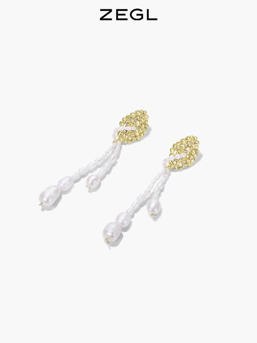 ZEGL复古淡水珍珠耳环女小众设计感高级长款流苏耳钉925银针耳饰 商品图3