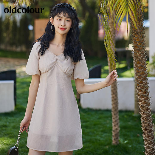 oldcolour夏季新品气质公主风V领连衣裙BO21101022B 商品图0