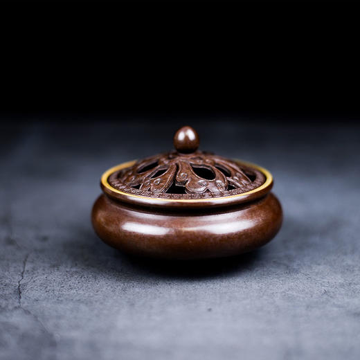 花盖纯铜盘香炉 商品图0
