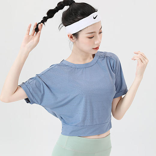 2022美背健身瑜伽服女宽松透气速干运动T恤跑步罩衫训练上衣短袖 商品图2