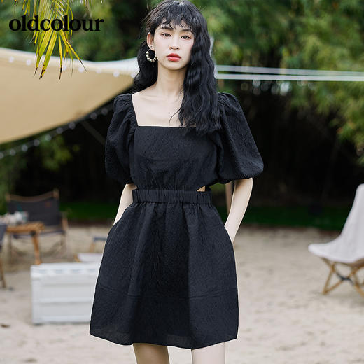 oldcolour2022新品夏季连衣裙设计感腰部镂空高级感气质公主裙BO22101046B 商品图5