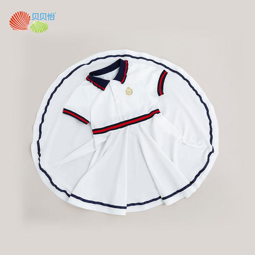 贝贝怡甜美短袖连衣裙女童时尚白色2022年夏季新款女宝高档公主裙 商品图2