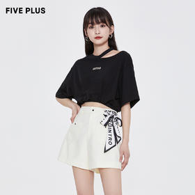 FIVE PLUS2022新款女夏装设计感阔腿短裤女高腰小A字休闲裤子丝巾