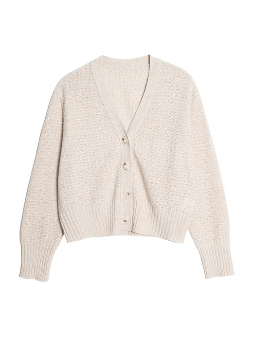 2022新款女士亚麻羊绒5针单股打花针法开衫 商品图4