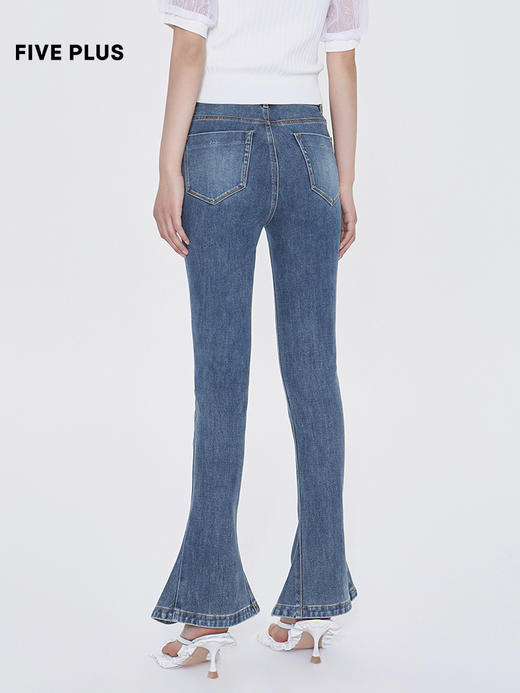 FIVE PLUS2022新款女夏装设计感复古牛仔喇叭裤女高腰长裤子2WN2061130 商品图3
