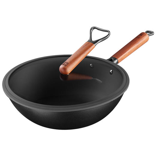 三禾窒氮轻铁锅 无涂层平底锅 燃气灶专用 老式炒菜轻铁锅 3倍防锈 不粘0油烟  轻重设计 不怕刮划 梨花木手柄 商品图4