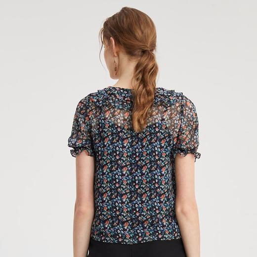 VIVIAN LIU R2233002春女装新款雪纺小碎花荷叶边两件套短袖上衣 商品图1