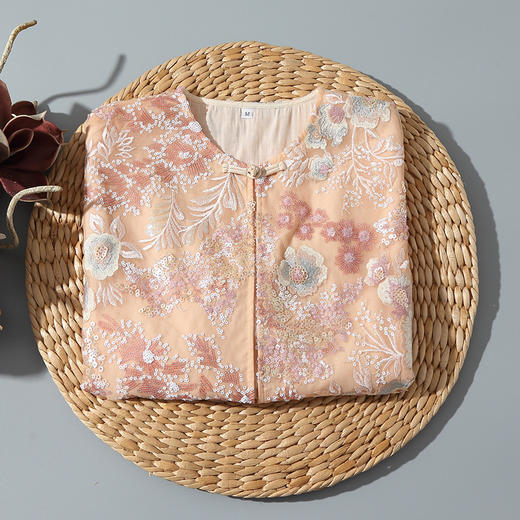 新款时尚气质旗袍披肩外套亮珠片绣花披肩薄款外搭斗篷 ZMS 商品图2