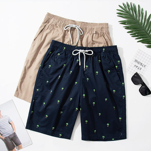 舒雅睡裤男夏季 纯棉男士五分裤梭织印花家居中裤沙滩裤39/17279P 商品图1