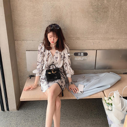 金蘑菇菇【春甜杜桑 印花系列】定制花色！法式碎花连衣裙 商品图0