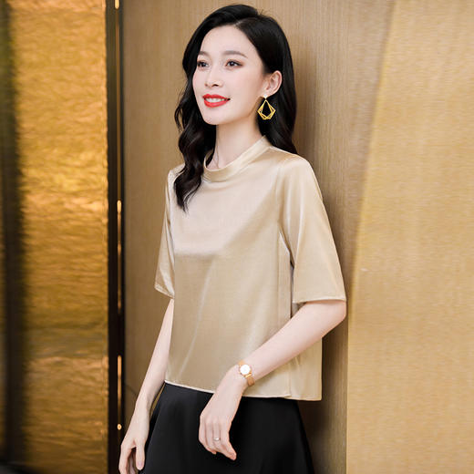 ASE-3579纯色韩版气质时尚短袖女士衬衫 商品图2