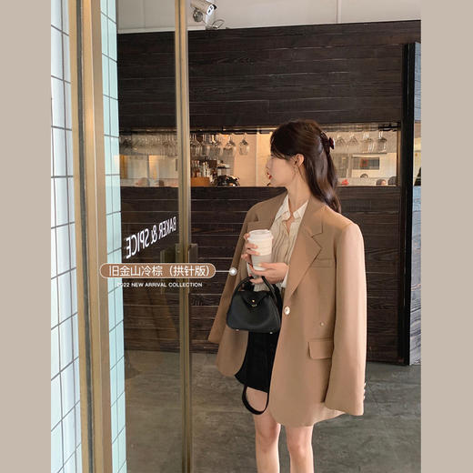 旧金山冷棕/碎冰蓝 金蘑菇菇【黑标线！伦敦美术馆西装】银扣tr斜纹气质炸街休闲外套 商品图1