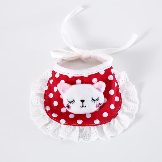 【双面设计 正反可戴】宠物猫咪小狗卡通波点格子花边熊小黄鸭围兜纯棉可爱口水巾项圈兔 商品图5