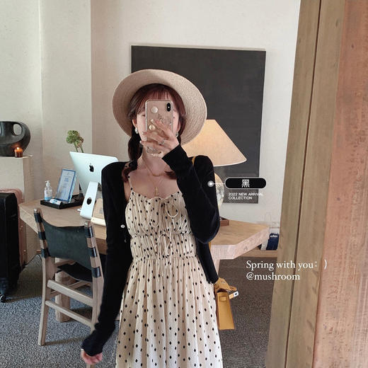 樱花粉XS 金蘑菇菇【轻松row系防晒衫】冰凉质感天丝纯色针织小开衫空调衫 商品图2