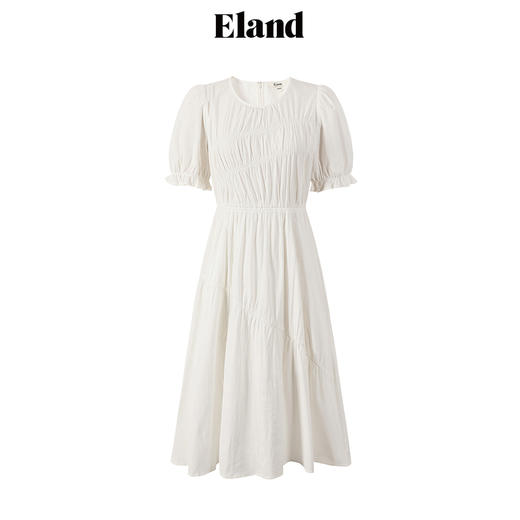 ELAND衣恋简约风褶皱设计长款连衣裙EEOWC25N5C 商品图4