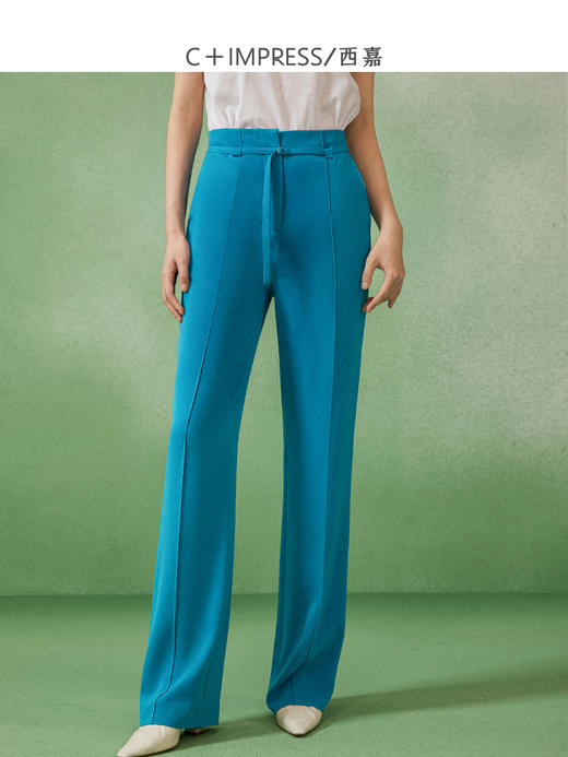 西嘉C+IMPRESS/西嘉BV蓝高腰垂感高Ji防透休闲宽松阔腿裤KZ2202004 商品图0