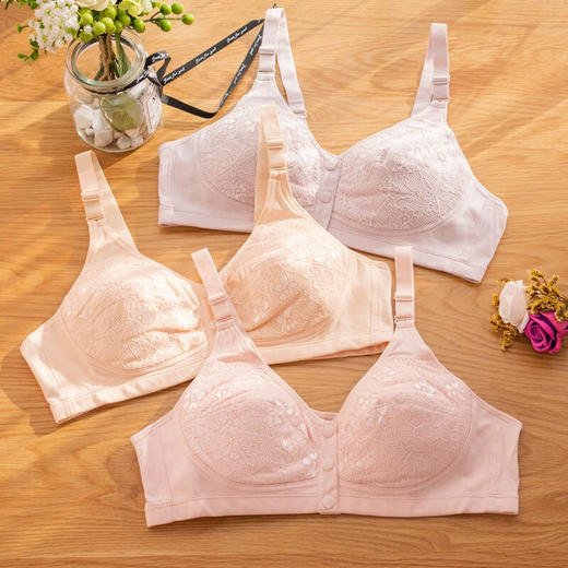 小护士无钢圈文胸中老年棉质胸罩内衣 大码前扣妈妈可调节文胸内衣SMB042 商品图3