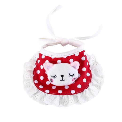 【双面设计 正反可戴】宠物猫咪小狗卡通波点格子花边熊小黄鸭围兜纯棉可爱口水巾项圈兔 商品图4