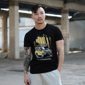 自由基地夏季新款复古路虎丛林越野车印花图案短袖T恤俱乐部队服 NMT-1862