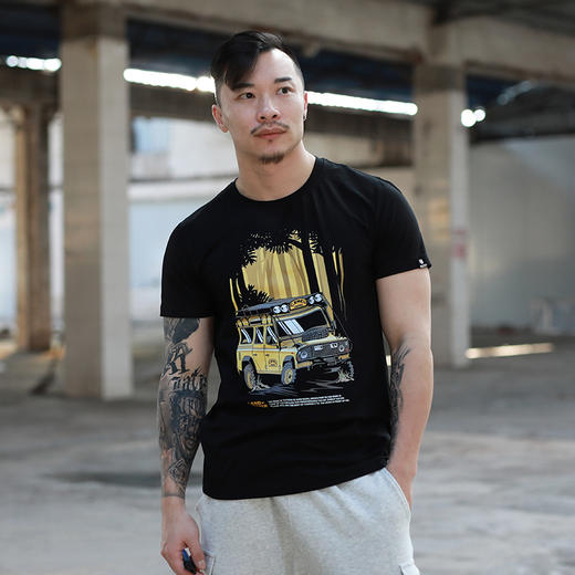 自由基地夏季新款复古路虎丛林越野车印花图案短袖T恤俱乐部队服 NMT-1862 商品图0