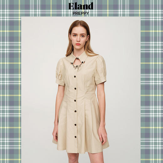 ELAND衣恋女士时尚修身气质衬衣领连衣裙EEOWC25N1C 商品图0