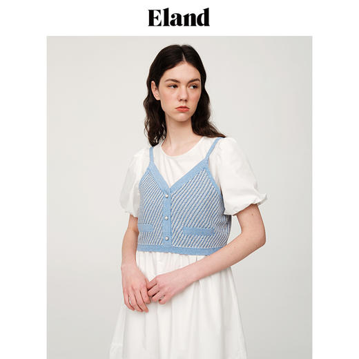 ELAND衣恋简约叠穿针织马甲连件套连衣裙EEOWC25N3B 商品图4