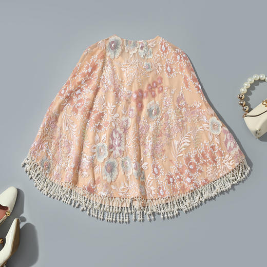 新款时尚气质旗袍披肩外套亮珠片绣花披肩薄款外搭斗篷 ZMS 商品图1