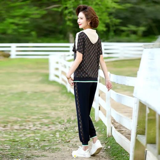 JXGW-新款休闲中年妈妈装连帽上衣小脚裤两件套气质显瘦套装 商品图5