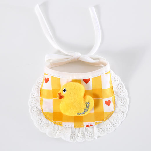 【双面设计 正反可戴】宠物猫咪小狗卡通波点格子花边熊小黄鸭围兜纯棉可爱口水巾项圈兔 商品图8