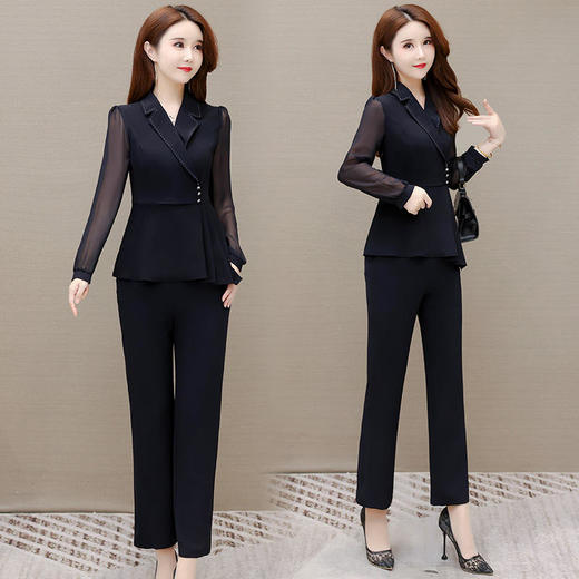 YWE 31H6056时尚高档两件套装雪纺衫裤子 商品图0