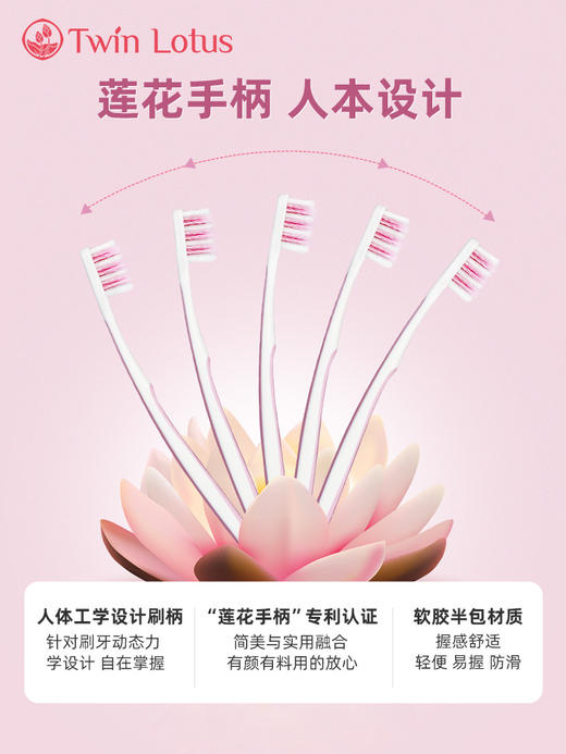 双莲炫洁按摩牙刷进口双莲炫洁按摩牙刷 成人软毛牙刷柔软呵护牙龈 商品图3