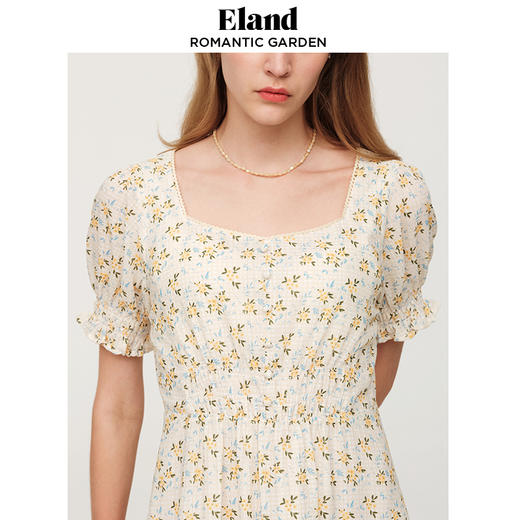 ELAND衣恋女士简约风方领设计小清新碎花连衣裙EEOWC25Q1N 商品图2