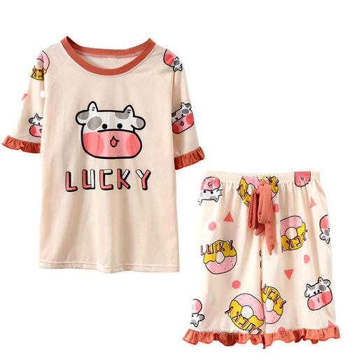 睡衣女夏季短袖薄款春秋套装宽松版学生大码公主风家居服夏装 商品图4