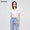 FIVE PLUS2022新款女夏装短袖T恤女宽松刺绣图案V领套头上衣棉质2WN2021240 商品缩略图1