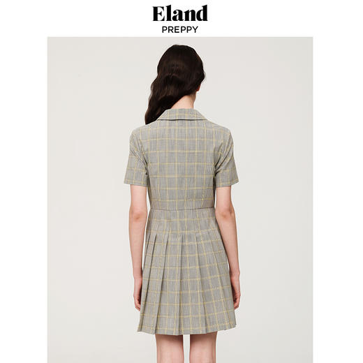 ELAND衣恋学院风甜美格纹褶皱裙摆连衣裙EEOWC25N6M 商品图2