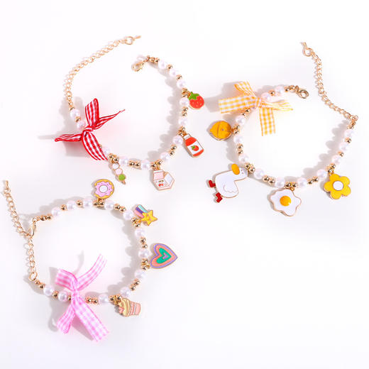 宠物珍珠蝴蝶结鸭子冰激凌铃铛可爱可调节猫咪狗兔子生日项圈项链 商品图2