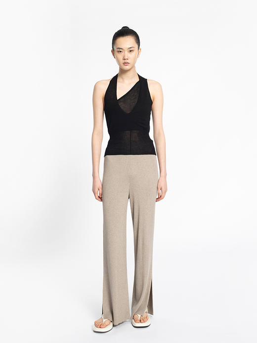 2022新款女士丝光羊毛16针单股平纹针法挂领背心 商品图1